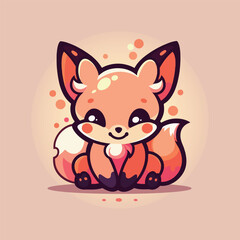 A cartoon fox with a pink background and the words fox on the bottom.