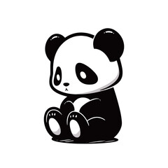 A panda sitting on a white background
