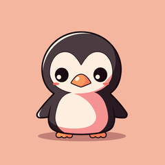 Cute cartoon penguin on a pink background