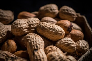 Dried peanuts Tasty groundnuts. Texture. Generative AI