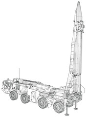 Ballistic missile. Rocket missile launcher vehicle truck
