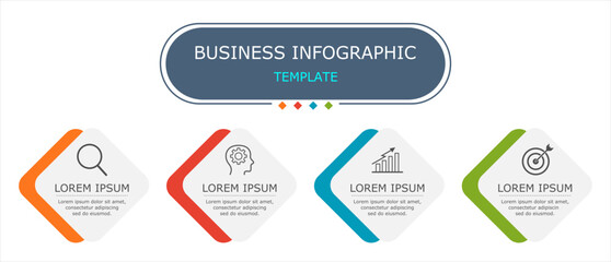 Business infographic Vector with 4 steps. Used for presentation,information,education,connection,marketing, strategy,technology,learn,creative,growth,stairs,idea,flow,mobile,smartphone,phone,work.