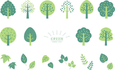 緑の木々と葉のイラスト素材セット / vector eps - 595511985