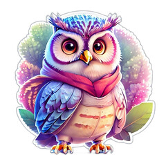 Obraz premium Sticker Cute Owl, No Background