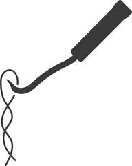 Crochet hook for knitting reinforcement glyph icon isolated on white background.Vector illustration.