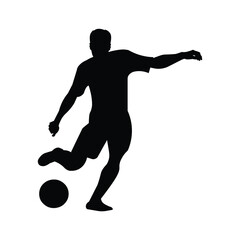 Fototapeta na wymiar Football player silhouette going to kick the ball with his foot