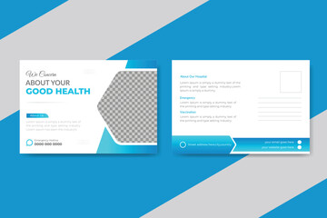 Medical healthcare service postcard design template
