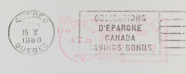 briefmarke stamp vintage retro alt old quebec 1980 canada kanada savig bonds post letter mail brief...