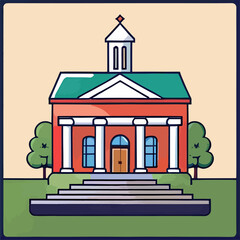 government building in flat view