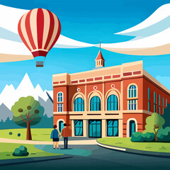 school in vector format with people