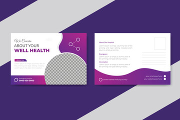 Medical and healthcare postcard design template for business marketing.