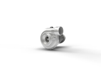 Turbine for the car engine. 3d rendering on the topic of speed, car, movement, spare parts. Modern minimal style, transparent background.