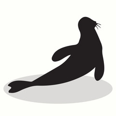 Fur Seal silhouettes and icons. Black flat color simple elegant Fur Seal animal vector and illustration.