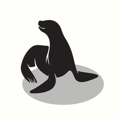 Obraz premium Fur Seal silhouettes and icons. Black flat color simple elegant Fur Seal animal vector and illustration.
