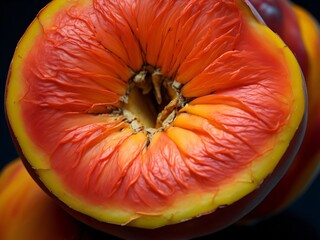 A close-up image of a ripe, juicy peach, showcasing the velvety skin, delicate fuzz, and vibrant colors of the fruit