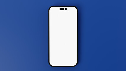 Modern smartphone with transparent display lying on blue background