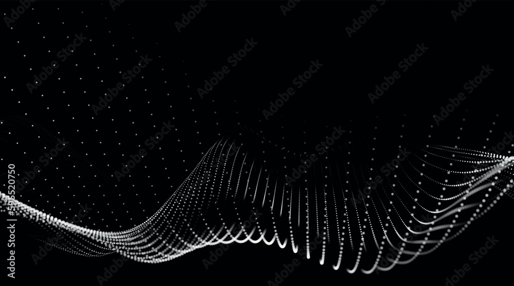 Poster abstract digital particle wave. futuristic dotted wave. technology background vector. vector illustr