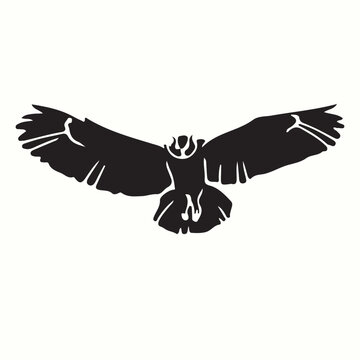 Great Horned Owl silhouettes and icons. Black flat color simple elegant Great Horned Owl animal vector and illustration.