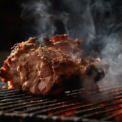 Pulled pork being cooked on the grill grate