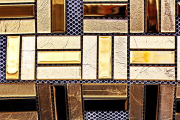 A close-up view of ceramic tile and small brick used for facing wall and houses. Abstract...