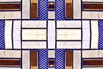 A close-up view of ceramic tile and small brick used for facing wall and houses. Abstract...