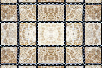 A close-up view of ceramic tile and small brick used for facing wall and houses. Abstract...