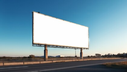 Empty advertising billboard on the highway, with blue sky - advertising concept - mockup. Generative ai