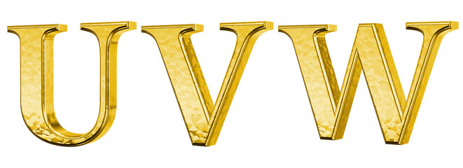 3d luxury gold letter U, V, W © JMBee Studio