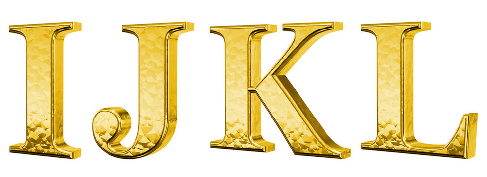3d luxury gold letter I, J, K, L