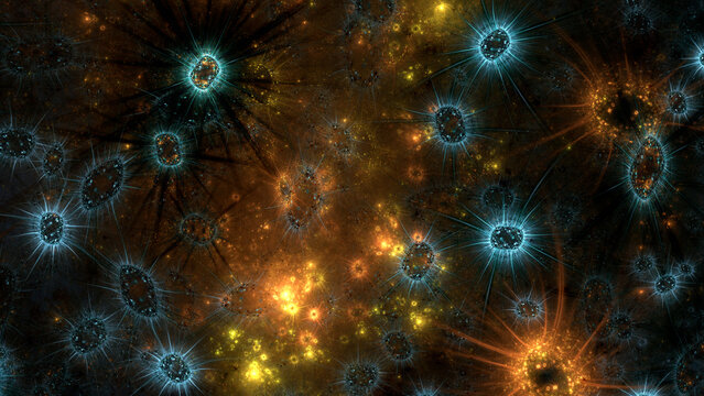 Abstract fractal art background, which represents, viruses, bacteria, or other microorganisms.