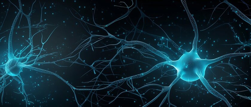 Blue Neurons Cell Banner - Generative ai