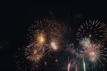 Abstract firework celebration in the city, Generative AI