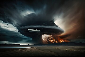 Storm in the desert. Dramatic sky