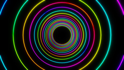 circle neon technology background. 3D illustration.