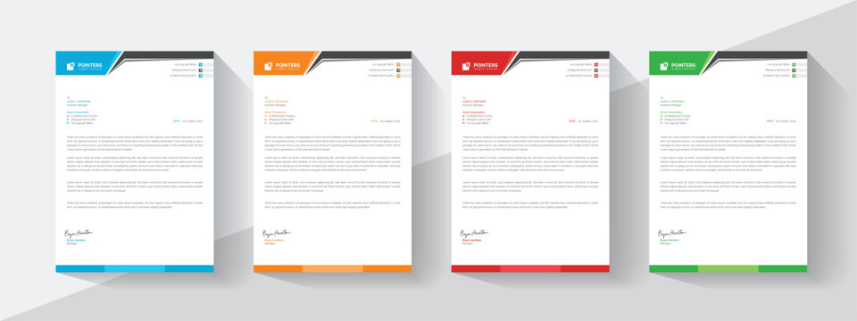 Attractive abstract corporate letterhead set template, Clean modern letterheads templates design for your business and project, Vector illustration