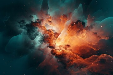 Obraz na płótnie Canvas Vibrant space nebula filled with exploding stars and galaxies. Generative AI