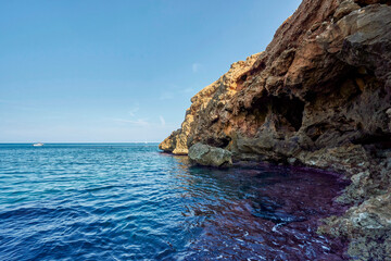 Cova Tallada in Javea. Sea cave on the Montgo natural park in Alicante province, Javea, Spain.
