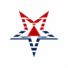 Pentagram star logo design with triangles.