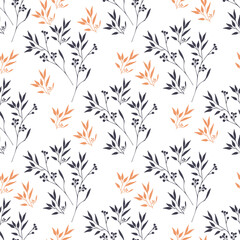 Seamless botanical pattern of meadow flowers and heather. Great for textiles.