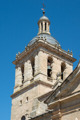 Fototapeta na wymiar Close up of beautiful bell tower at Ciudad Rodrigo cathedral, Salamanca