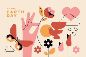 Illustration of nature, enjoyment of life, ecology. Vector concept for web banner, poster, marketing, social media, background.