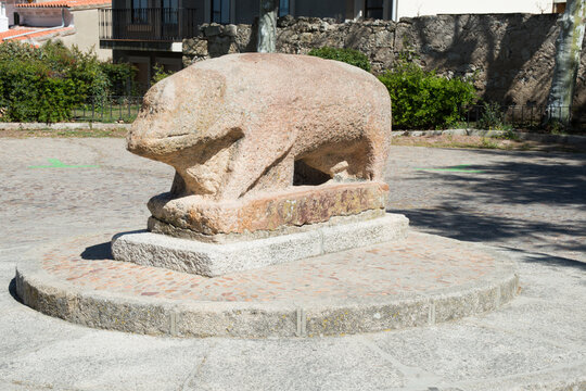 Ancient Pig of stone, known as verraco, in Ciudad Rodrigo, Salamanca, Spain