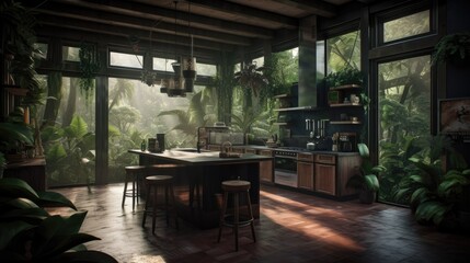 Fototapeta premium Luxury house middle in the jungle with homely designed where you don't have to be afraid that neighbors are too close or if you just need a little alone