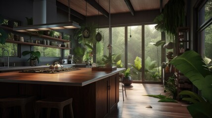 Obraz premium Luxury house middle in the jungle with homely designed where you don't have to be afraid that neighbors are too close or if you just need a little alone