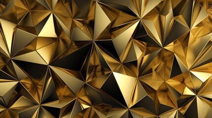 Abstract gold 3d polygonal pattern texture background, AI concept