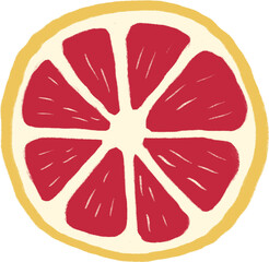 Grapefruit slice fruit png clipart. Digital hand drawing, citrus illustration png file on transparent background. Design for pattern, print, invitation, wedding and greeting cards
