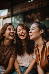 Obraz premium A group of girlfriends laughing together. Generative AI