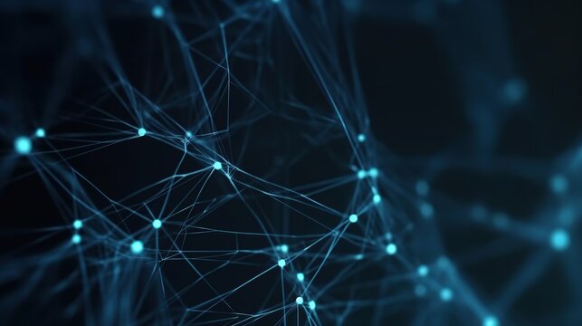 Digital transformation, dark blue computer data points, future of technology background concept, AI concept