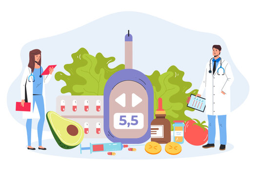 Sugar Blood Chronic Insulin Medical Glucometer Concept. Vector Graphic Design Element Illustration