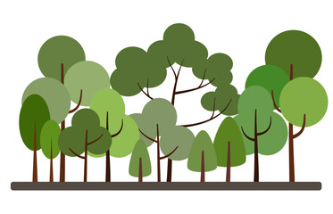 Trees in the forest. Trees for decoration. Green trees for illustration. 
